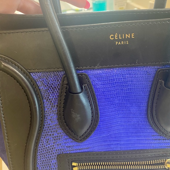 Celine Luggage Micro Blue Indigo Lizard - Picture 11 of 11
